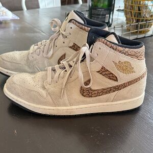 Jordan High-Top Sneakers in Cream and Brown